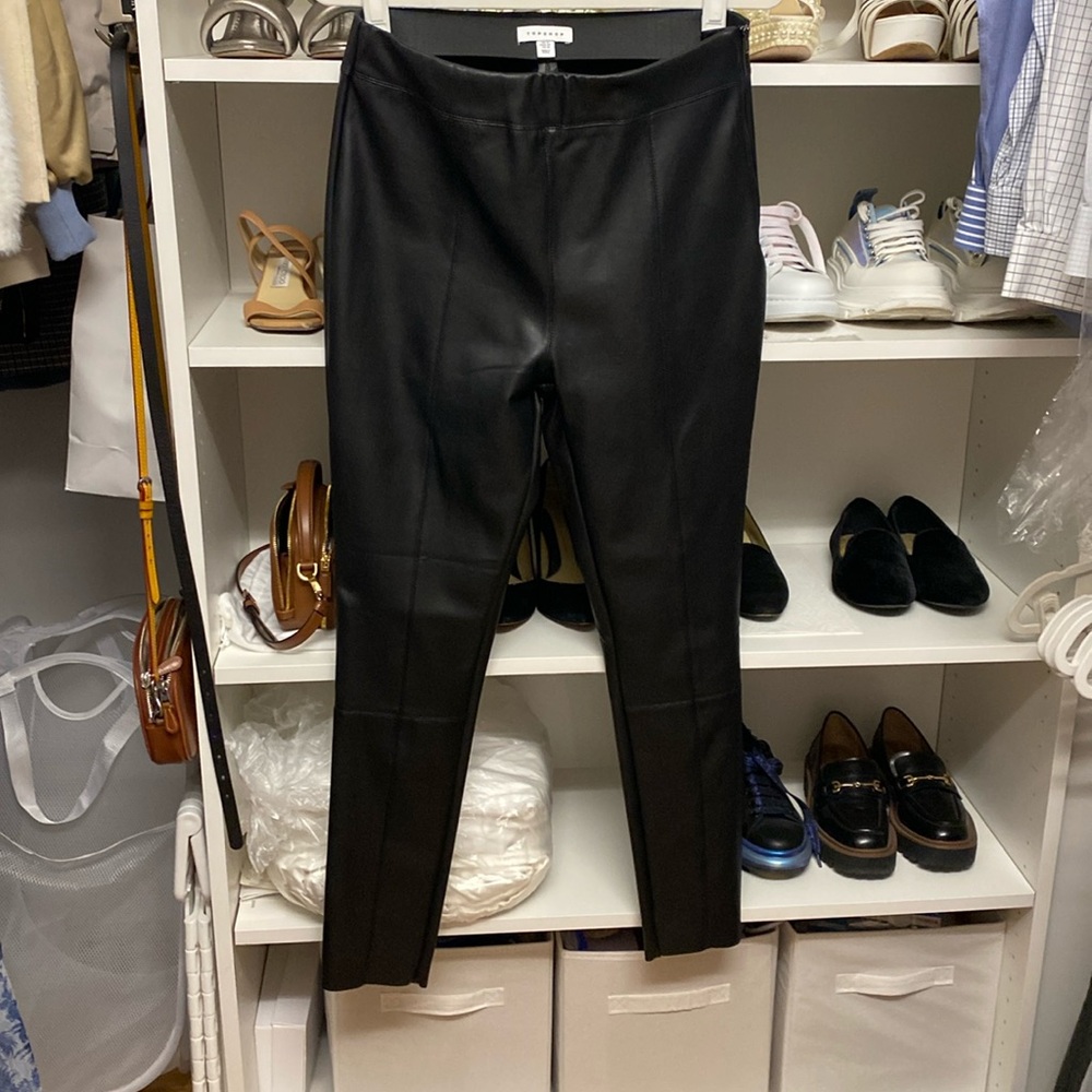 Topshop US 10 stretchy black leather pants